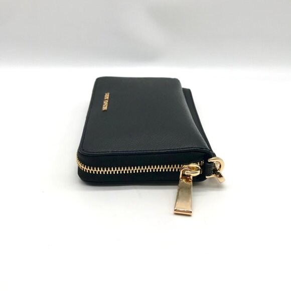 Michael Kors Black Leather Jet Set Large Flat Multifunction Smartphone Wristlet - Picture 4 of 12
